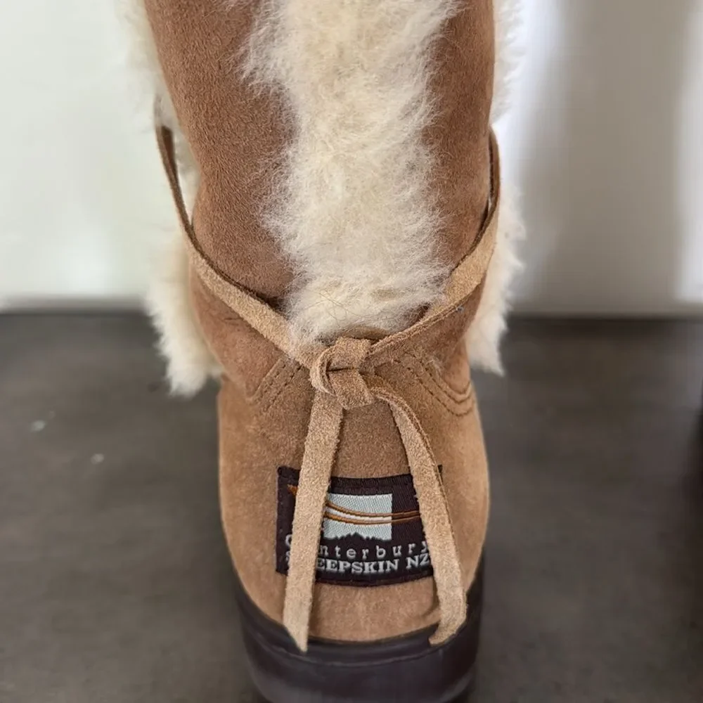 Canterbury Sheepskin NZ Tan Shearling Boots Women’s Size 6 Made in New Zealand